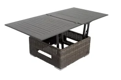 OUTFLEXX Loungetisch höhenverstellbar, grau, Polyrattan, 78/157 x 78 x 40/63 cm