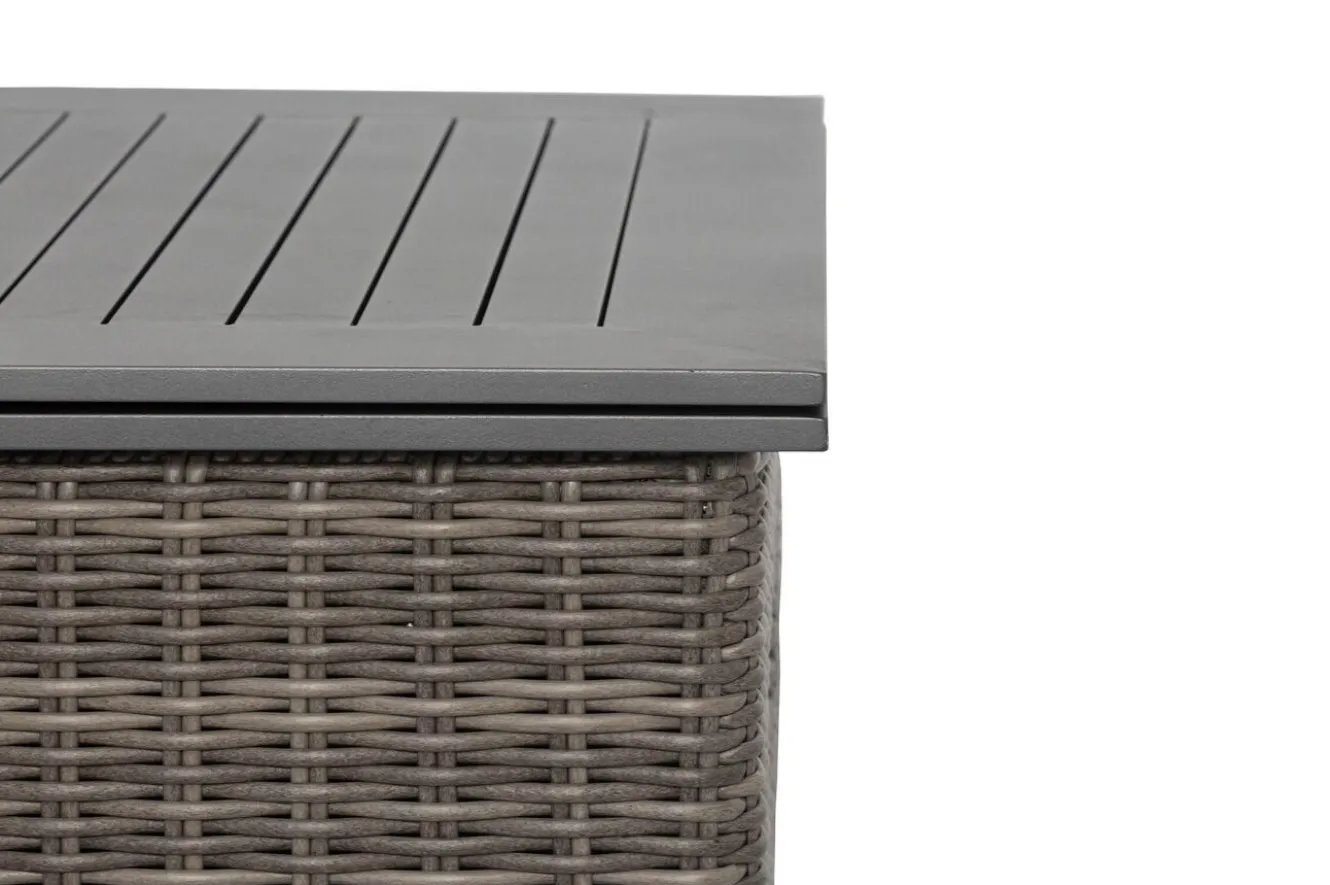 OUTFLEXX Loungetisch höhenverstellbar, grau, Polyrattan, 78/157 x 78 x 40/63 cm
