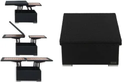 OUTFLEXX Loungetisch höhenverstellbar, schwarz, Polyrattan, 75/152x75x40/64,5cm