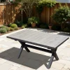 OUTFLEXX Louvra Ausziehtisch, anthrazit/Holzoptik, Alu/Keramik, 160/210x100,5cm, Tischplatte aus Keramikfliesen