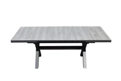 OUTFLEXX Louvra Ausziehtisch, anthrazit/Holzoptik, Alu/Keramik, 160/210x100,5cm, Tischplatte aus Keramikfliesen