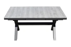 OUTFLEXX Louvra Ausziehtisch, anthrazit/Holzoptik, Alu/Keramik, 160/210x100,5cm, Tischplatte aus Keramikfliesen