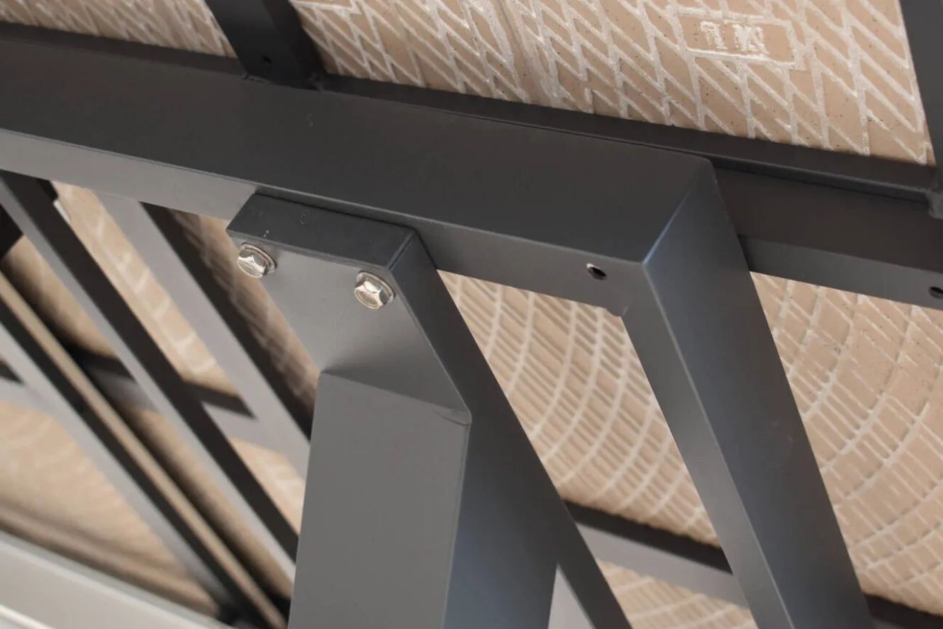 OUTFLEXX Louvra Ausziehtisch, anthrazit/Holzoptik, Alu/Keramik, 160/210x100,5cm, Tischplatte aus Keramikfliesen