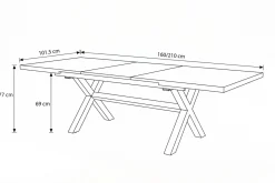 OUTFLEXX Louvra Ausziehtisch, anthrazit/Holzoptik, Alu/Keramik, 160/210x100,5cm, Tischplatte aus Keramikfliesen