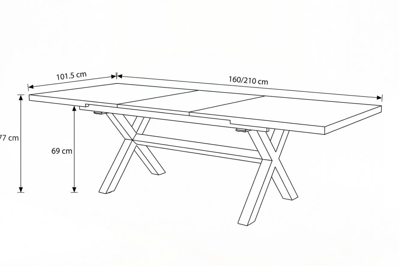 OUTFLEXX Louvra Ausziehtisch, anthrazit/Holzoptik, Alu/Keramik, 160/210x100,5cm, Tischplatte aus Keramikfliesen