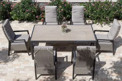 OUTFLEXX Louvra Select/Darwin Gartenessgruppe, anthrazit, Alu/Keramik/Polyrattan, 200 x 100 cm, 6 Diningsessel