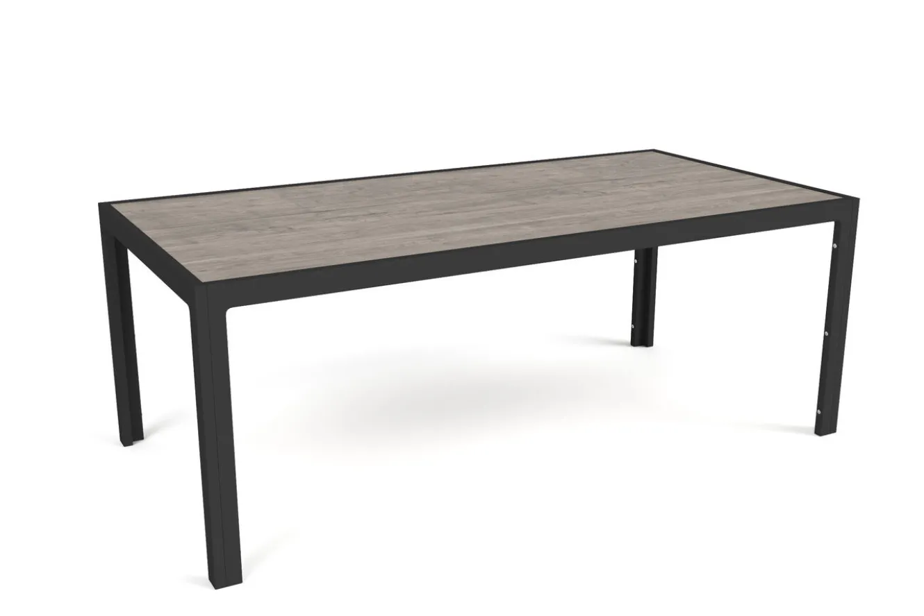 OUTFLEXX Louvra Select/Darwin Gartenessgruppe, anthrazit, Alu/Keramik/Polyrattan, 200 x 100 cm, 6 Diningsessel