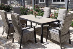 OUTFLEXX Louvra Select/Darwin Gartenessgruppe, anthrazit, Alu/Keramik/Polyrattan, 200 x 100 cm, 6 Diningsessel