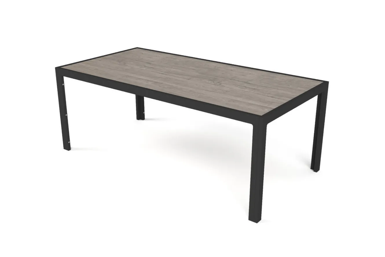 OUTFLEXX Louvra Select/Darwin Gartenessgruppe, anthrazit, Alu/Keramik/Polyrattan, 200 x 100 cm, 6 Diningsessel
