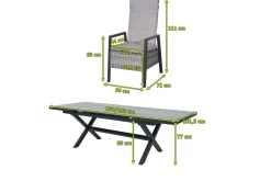 OUTFLEXX Louvra Select Garten-Essgruppe, natur/anthrazit, Polyrattan/Alu, Tisch 200/260 x 100 cm, 6 Sessel