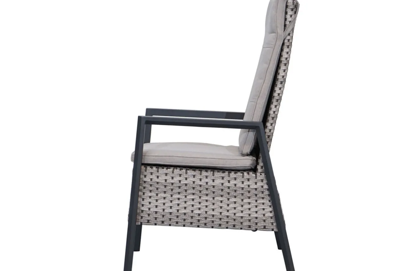 OUTFLEXX Louvra Select Garten-Essgruppe, natur/anthrazit, Polyrattan/Alu, 6 Sessel, Tisch 160/210 x 100 cm