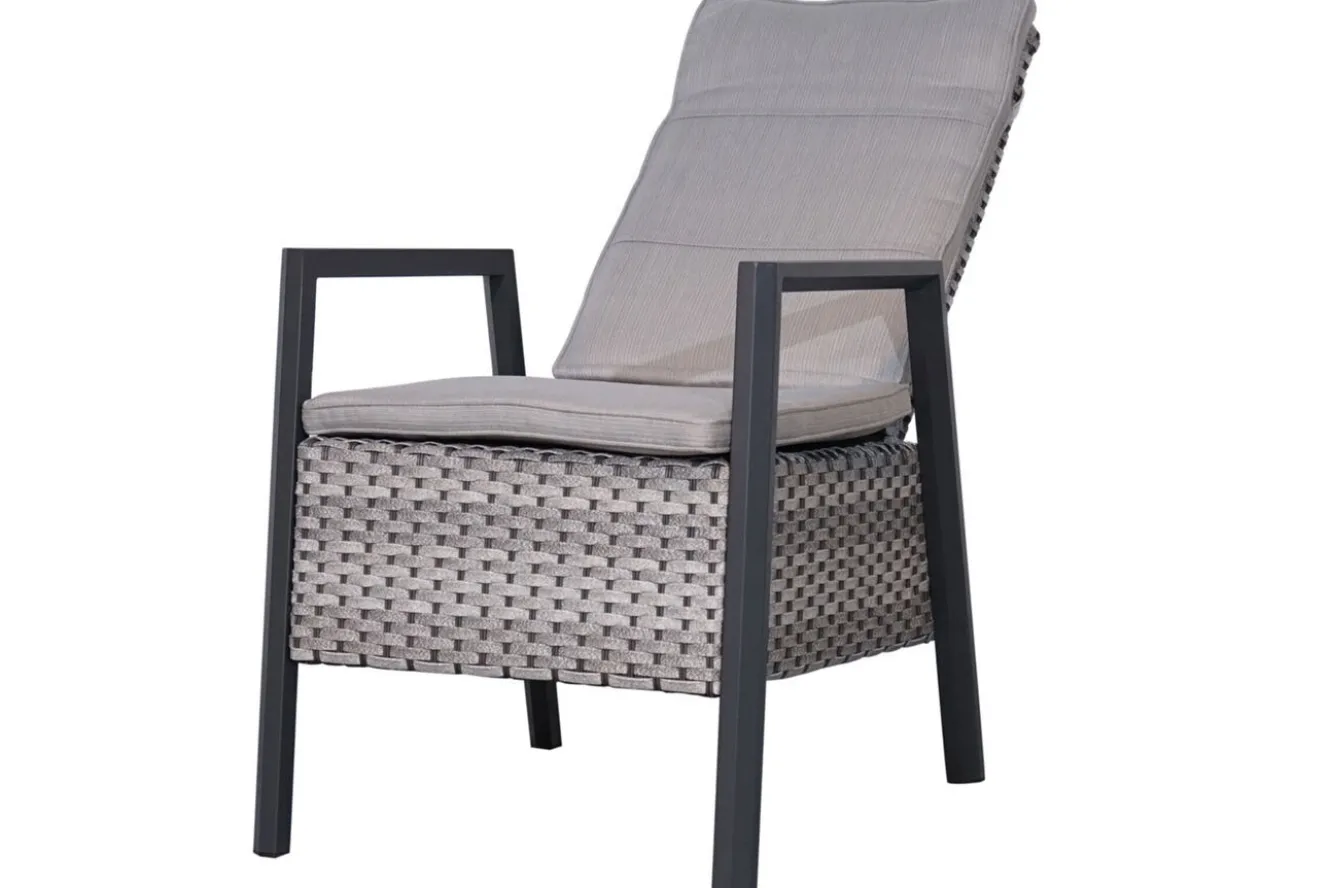 OUTFLEXX Louvra Select Garten-Essgruppe, natur/anthrazit, Polyrattan/Alu, 6 Sessel, Tisch 160/210 x 100 cm