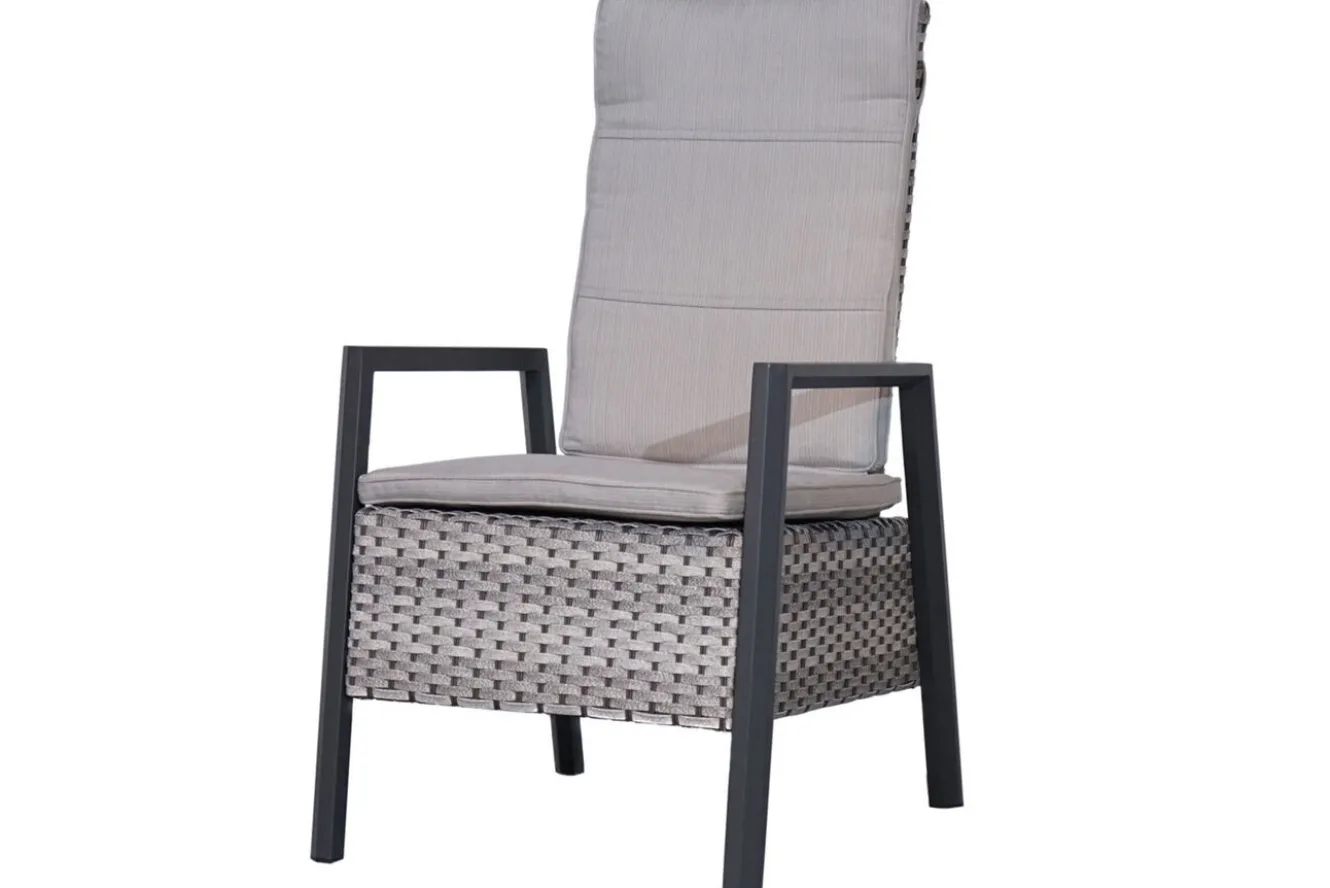 OUTFLEXX Louvra Select Garten-Essgruppe, natur/anthrazit, Polyrattan/Alu, 6 Sessel, Tisch 160/210 x 100 cm
