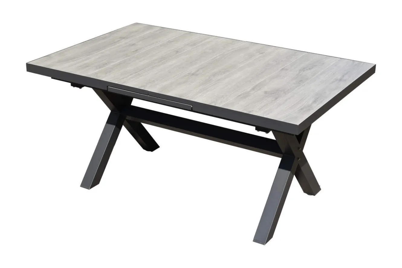 OUTFLEXX Louvra Select Garten-Essgruppe, natur/anthrazit, Polyrattan/Alu, 6 Sessel, Tisch 160/210 x 100 cm
