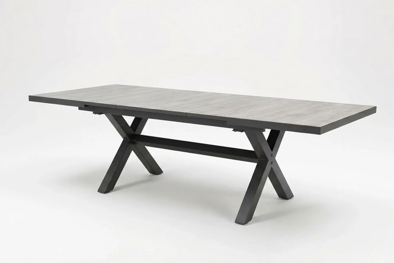 OUTFLEXX Louvra Select Garten-Essgruppe, natur/anthrazit, Polyrattan/Alu, 6 Sessel, Tisch 160/210 x 100 cm