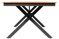 OUTFLEXX Luminara Garten-Essgruppe mit LED-Beleuchtung, anthrazit matt/natur, Aluminium/Textilen/Holzimitat, 240 x 100 cm, 4 Klappstühle