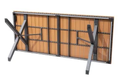 OUTFLEXX Luminara Garten-Essgruppe mit LED-Beleuchtung, anthrazit matt/natur, Aluminium/Textilen/Holzimitat, 240 x 100 cm, 4 Klappstühle