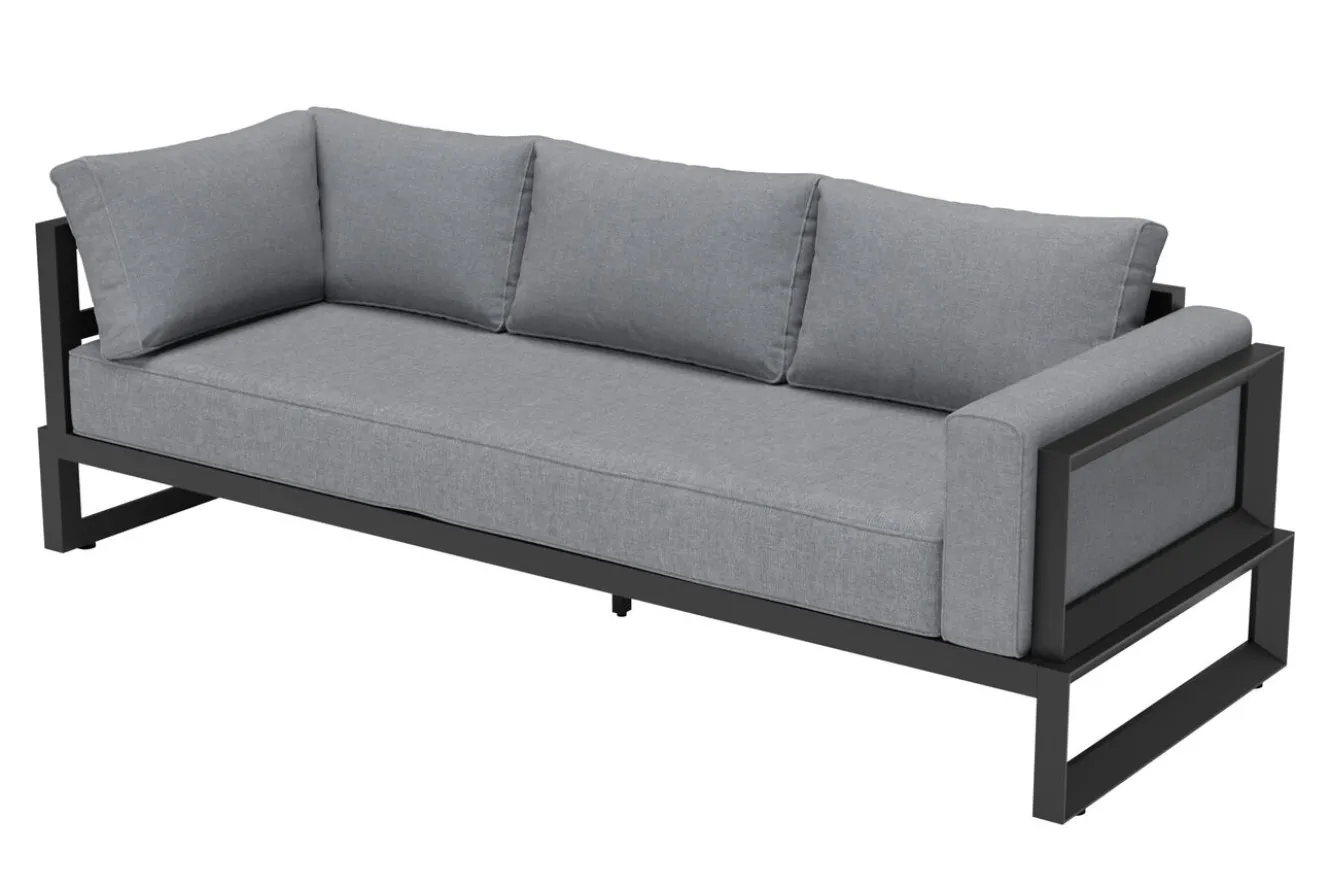 OUTFLEXX Luminara LED-Gartenlounge für 5-6 Personen, anthrazit/dunkelgrau, Alu/Polyester, pulverbeschichtet, beleuchtet