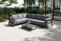 OUTFLEXX Luminara LED-Gartenlounge für 5-6 Personen, anthrazit/dunkelgrau, Alu/Polyester, pulverbeschichtet, beleuchtet