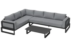 OUTFLEXX Luminara LED-Gartenlounge für 5-6 Personen, anthrazit/dunkelgrau, Alu/Polyester, pulverbeschichtet, beleuchtet
