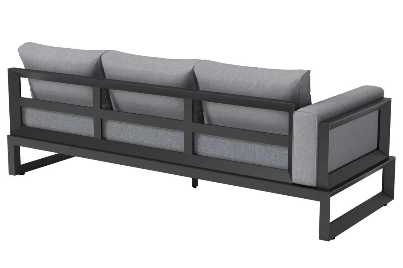 OUTFLEXX Luminara LED-Gartenlounge für 5-6 Personen, anthrazit/dunkelgrau, Alu/Polyester, pulverbeschichtet, beleuchtet