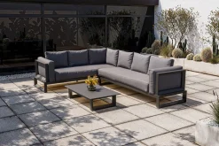 OUTFLEXX Luminara LED-Gartenlounge für 5-6 Personen, anthrazit/dunkelgrau, Alu/Polyester, pulverbeschichtet, beleuchtet