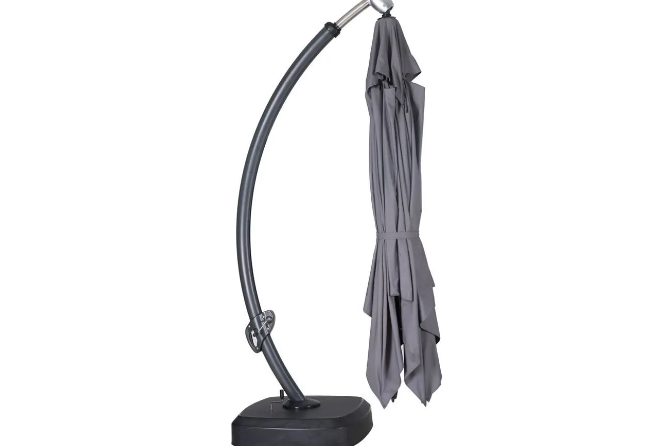 OUTFLEXX Luxus Ampelschirm, anthrazit, Edelstahl/Aluminium, 350 x 350 cm, inkl. Schirmständer und Schutzhülle