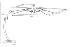 OUTFLEXX Luxus Ampelschirm, anthrazit, Edelstahl/Aluminium, 350 x 350 cm, inkl. Schirmständer und Schutzhülle