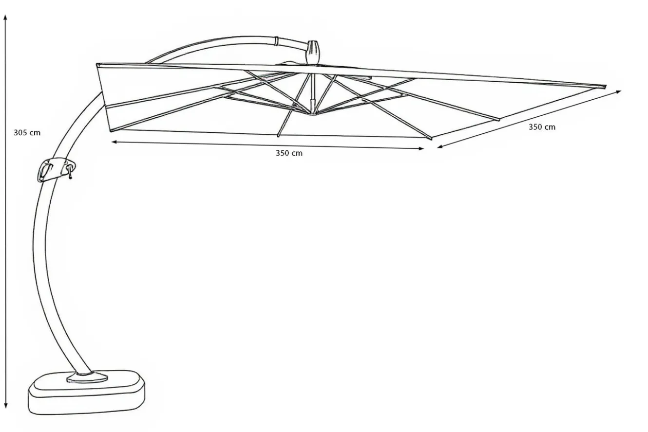 OUTFLEXX Luxus Ampelschirm, anthrazit, Edelstahl/Aluminium, 350 x 350 cm, inkl. Schirmständer und Schutzhülle