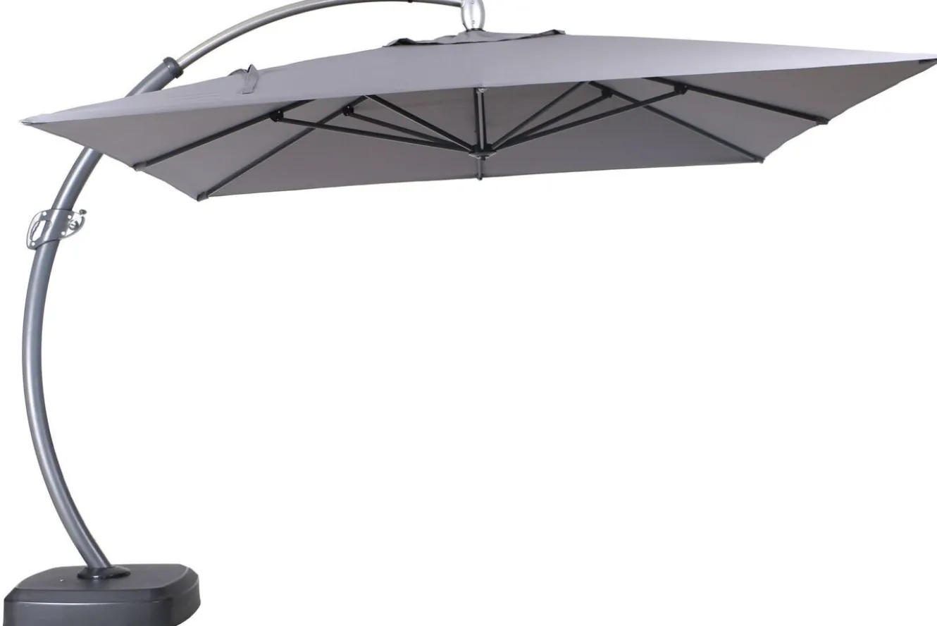 OUTFLEXX Luxus Ampelschirm, anthrazit, Edelstahl/Aluminium, 350 x 350 cm, inkl. Schirmständer und Schutzhülle