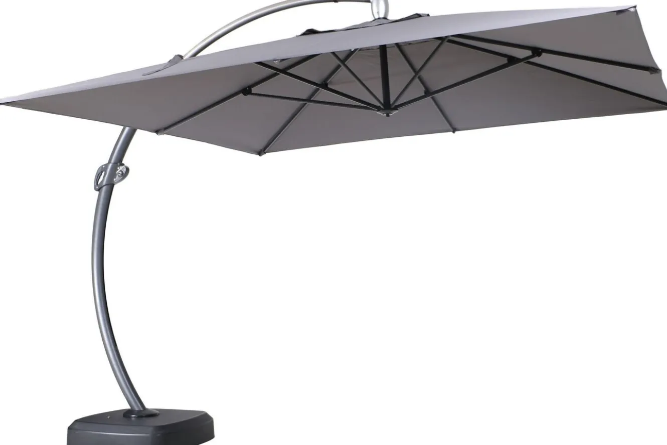 OUTFLEXX Luxus Ampelschirm, anthrazit, Edelstahl/Aluminium, 350 x 350 cm, inkl. Schirmständer und Schutzhülle