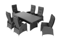 OUTFLEXX Malta Garten-Essgruppe, 6 Personen, inkl. Polster, 200x95cm, Alu/Polyrattan