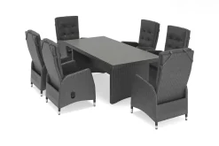 OUTFLEXX Malta Garten-Essgruppe, 6 Personen, inkl. Polster, 200x95cm, Alu/Polyrattan