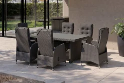 OUTFLEXX Malta Garten-Essgruppe, 6 Personen, inkl. Polster, 200x95cm, Alu/Polyrattan