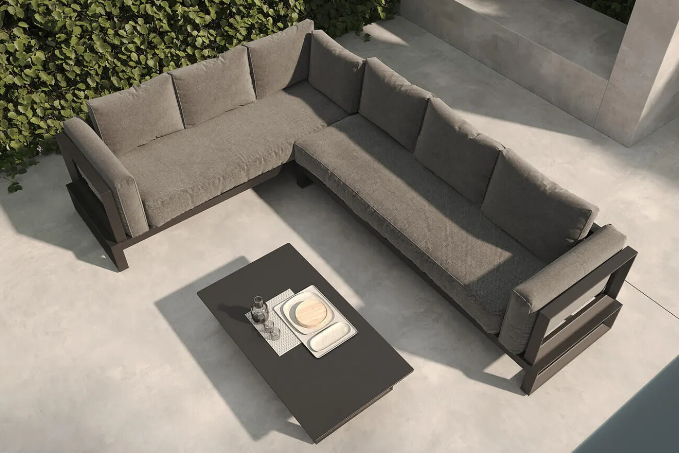 OUTFLEXX Manhattan Garten-Ecklounge, 6 Personen, inkl. Beistelltisch, Aluminium/Polyester