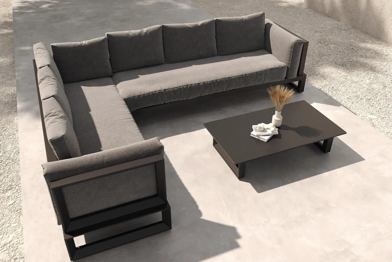 OUTFLEXX Manhattan Garten-Ecklounge, 6 Personen, inkl. Beistelltisch, Aluminium/Polyester