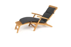 OUTFLEXX Matera Gartenliege, naturbelassen/anthrazit, Teak/Polyester, 165 x 58 cm, klappbar, mit Fußkappen, UV-beständig