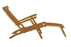 OUTFLEXX Matera Gartenliege, natur/bordeaux, Teakholz/Polyester, 165 x 58 cm, klappbar, witterungsbeständig, mit Fußkappen