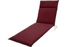 OUTFLEXX Matera Gartenliege, natur/bordeaux, Teakholz/Polyester, 165 x 58 cm, klappbar, witterungsbeständig, mit Fußkappen