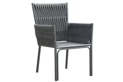 OUTFLEXX Mermaid Dining Sessel, anthrazit, Aluminium/XL Geflecht, 57x63x89 cm , inkl. Polster