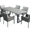 OUTFLEXX Mermaid Garten-Essgruppe, anthrazit, Alu/XL Geflecht, 7-teilig, inkl. Sitz- und Rückenkissen, Tisch 200x90 cm
