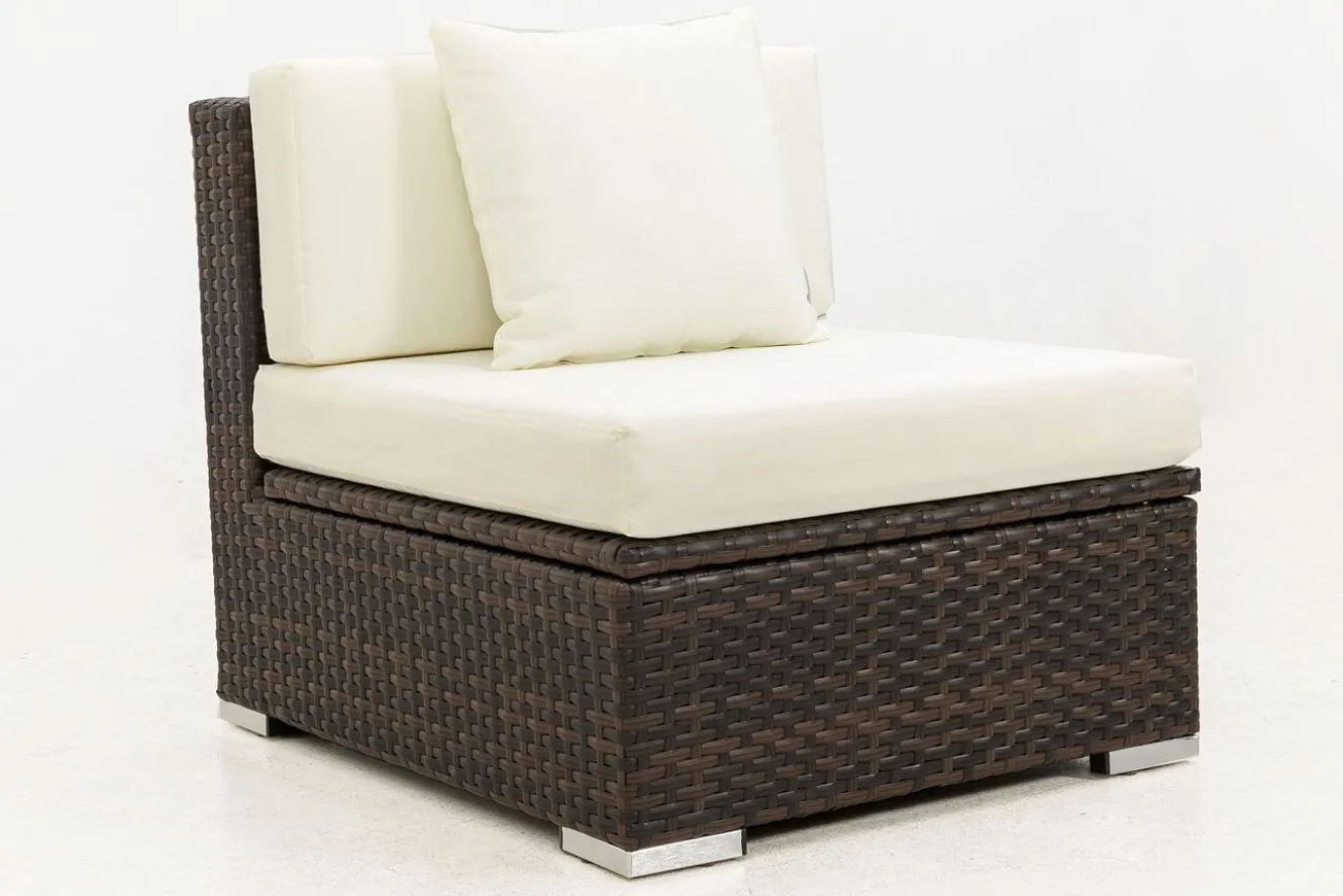 OUTFLEXX Mittelelement, braun marmoriert, Polyrattan, 70 x 85 x 70 cm, wasserfeste Kissenbox