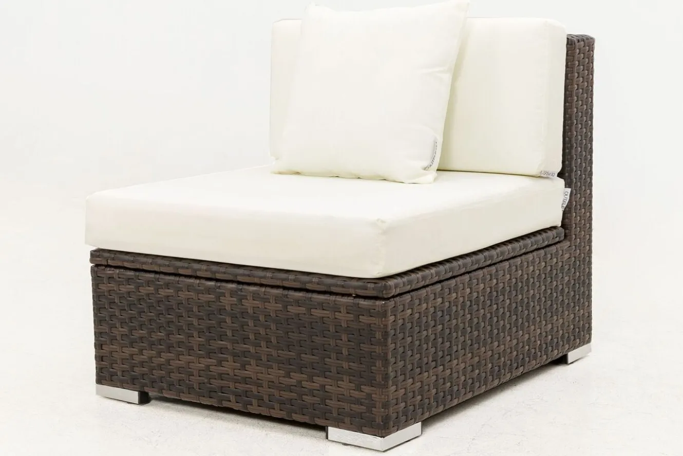OUTFLEXX Mittelelement, braun marmoriert, Polyrattan, 70 x 85 x 70 cm, wasserfeste Kissenbox