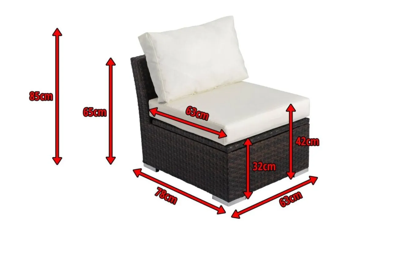 OUTFLEXX Mittelelement, braun marmoriert, Polyrattan, 63 x 78 x 65 cm, geeignet für 7759-BOX
