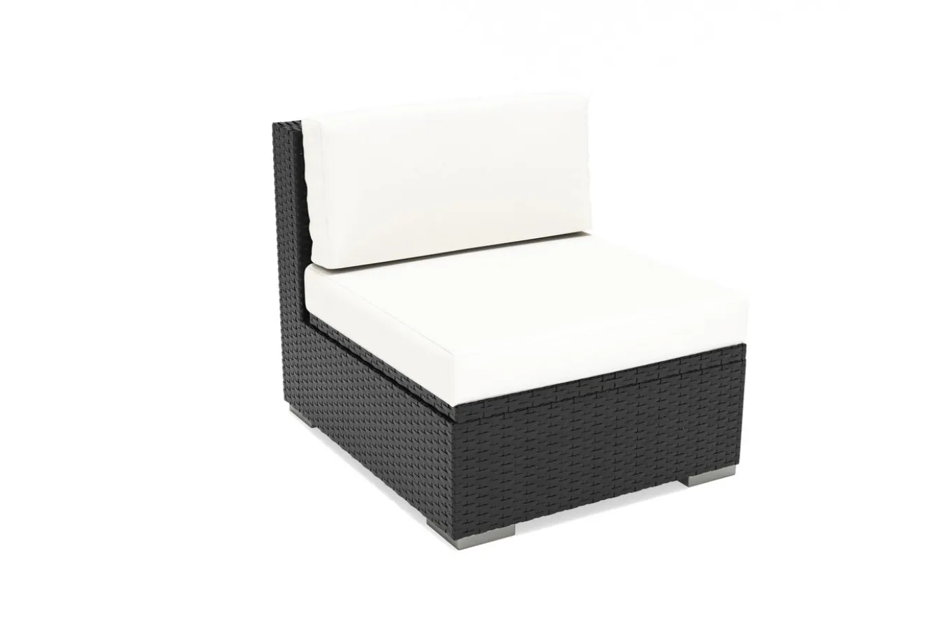 OUTFLEXX Mittelelement, creme/weiß, schwarz, Polyrattan, inkl. Polster und Kissen, wasserfeste Kissenbox