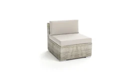 OUTFLEXX Mittelelement, desert-beige, Aluminium/Polyrattan/Polyster, 69,5 x 84 x 69,5 cm, abnehmbare Bezüge, mit Kissenboxfunktion