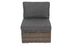 OUTFLEXX Mittelelement, grau, Polyrattan, 70 x 82 x 70 cm, verstellbare Sitzfläche, wasserfeste Kissenbox
