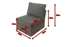 OUTFLEXX Mittelelement, grau, Polyrattan, 63 x 78 x 65 cm, geeignet für 18370-BOX-A/-D