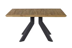 OUTFLEXX Motavi Esstisch, anthrazit/natur, Alu/recyceltes Teak, 150 x 150 cm, rustikal gebürstet, FSC®-zertifiziertes Produkt