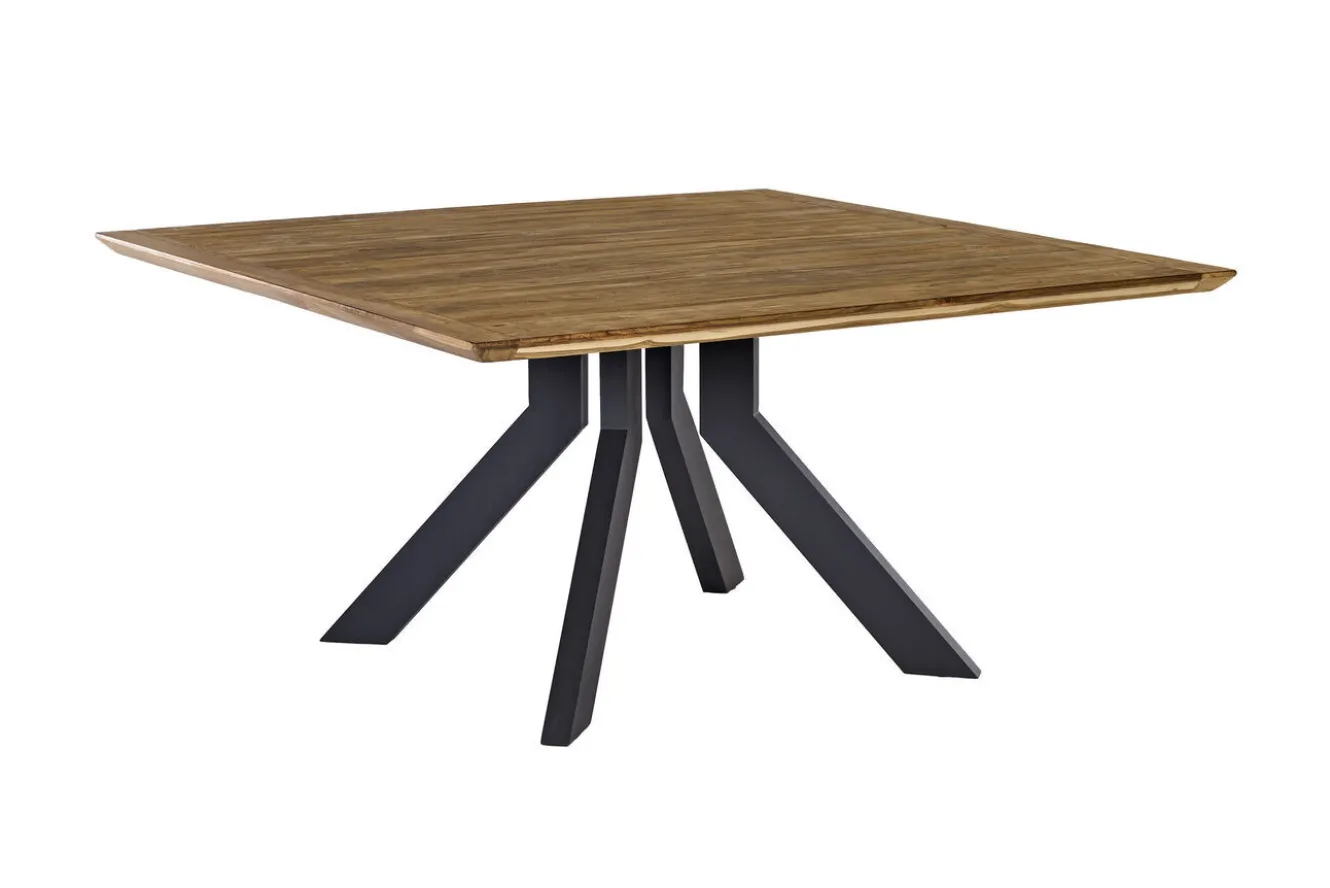 OUTFLEXX Motavi Esstisch, anthrazit/natur, Alu/recyceltes Teak, 150 x 150 cm, rustikal gebürstet, FSC®-zertifiziertes Produkt